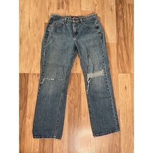 LEE Riveted Jeans Womens Blue Straight Denim Distressed Size 10 S